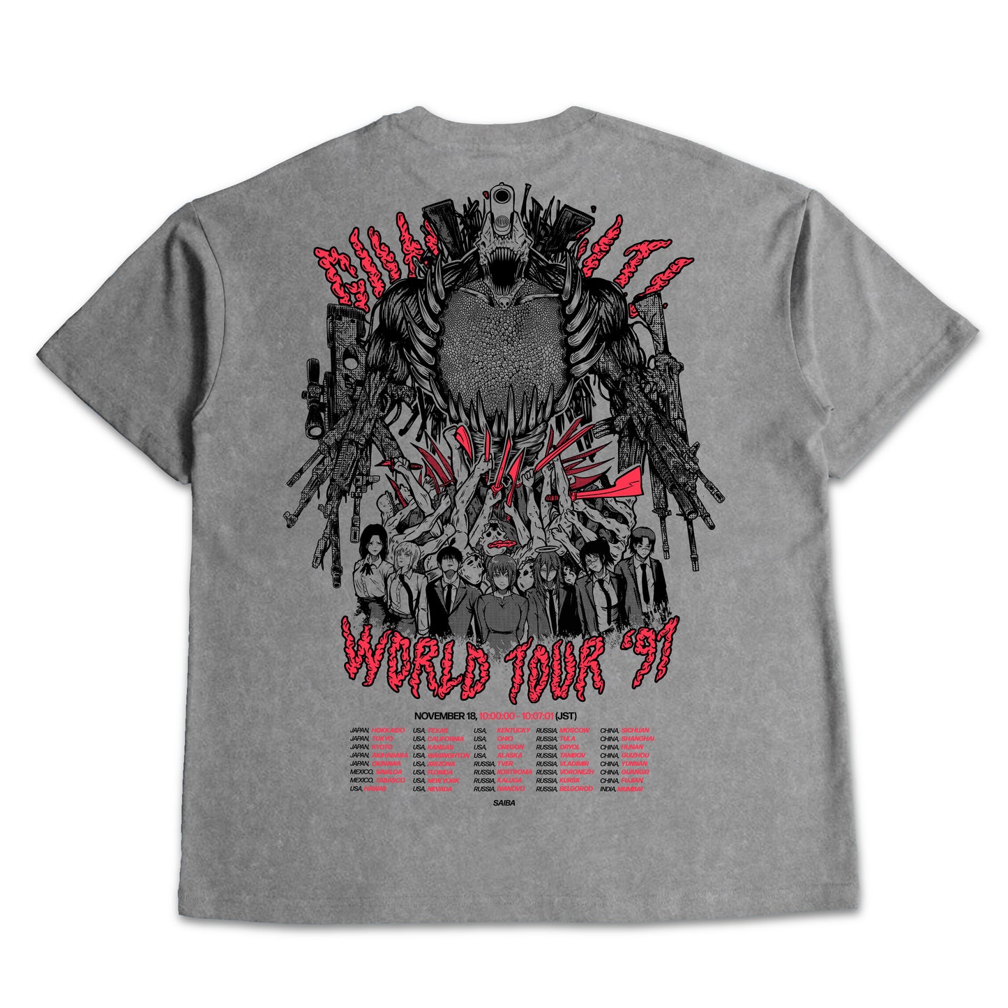 Gun Devil World Tour V3. Acid Wash Oversized T-Shirt