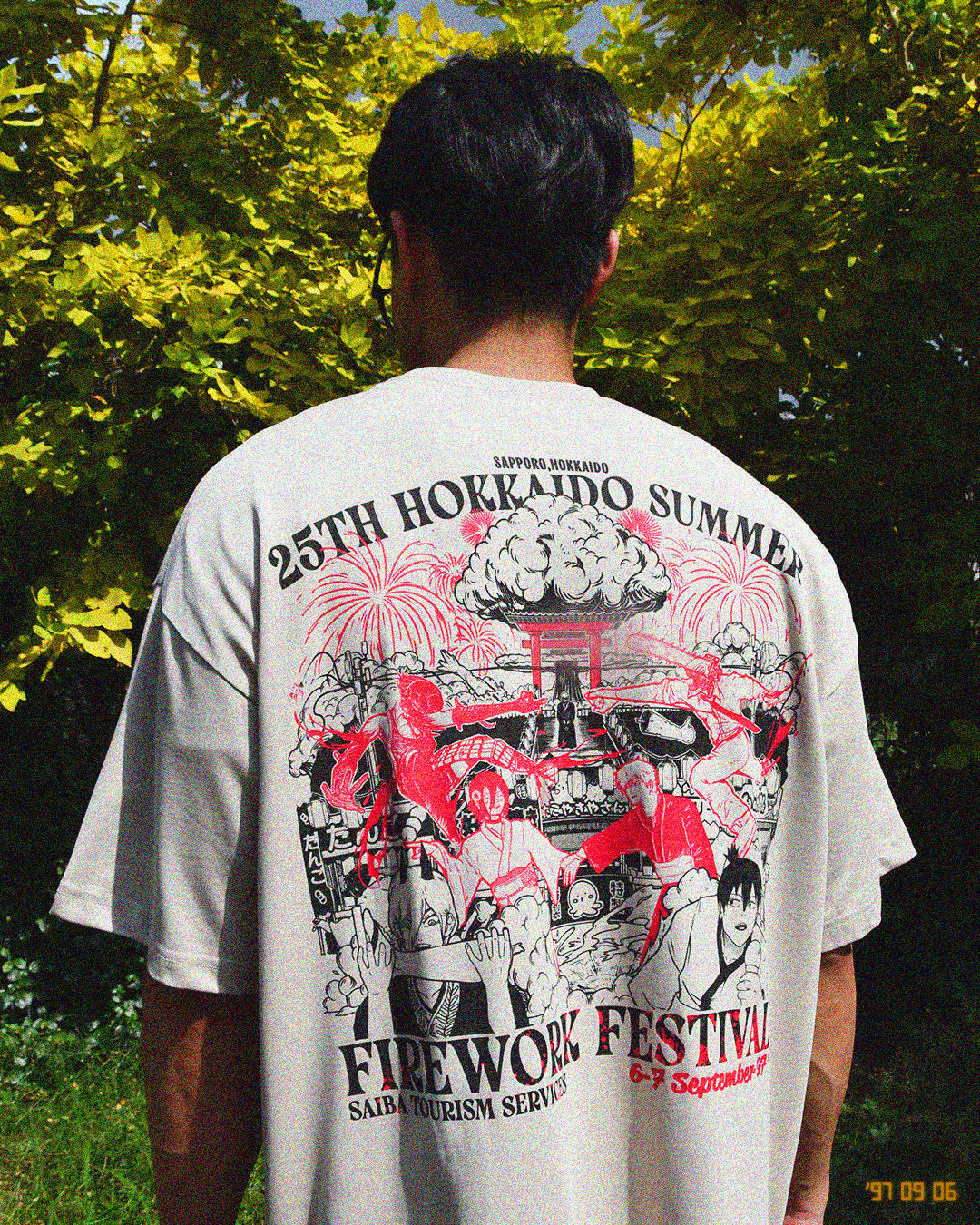 25th Hokkaido Summer Firework Festival Oversized T-Shirt